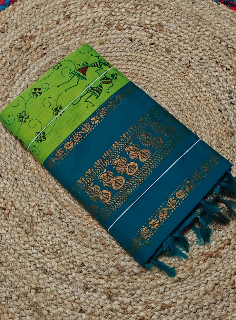 Kalyani cotton saree kalamkari printed