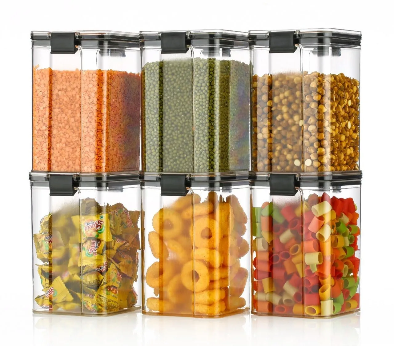 EMDEE Air Tight Containers For Kitchen Storage Set, Bpa Container For Kitchen Storage Set, Kitchen Organizer And Kitchen Accessories Items & Storage(1200 Ml Set Of 6)(Plastic)Transparent