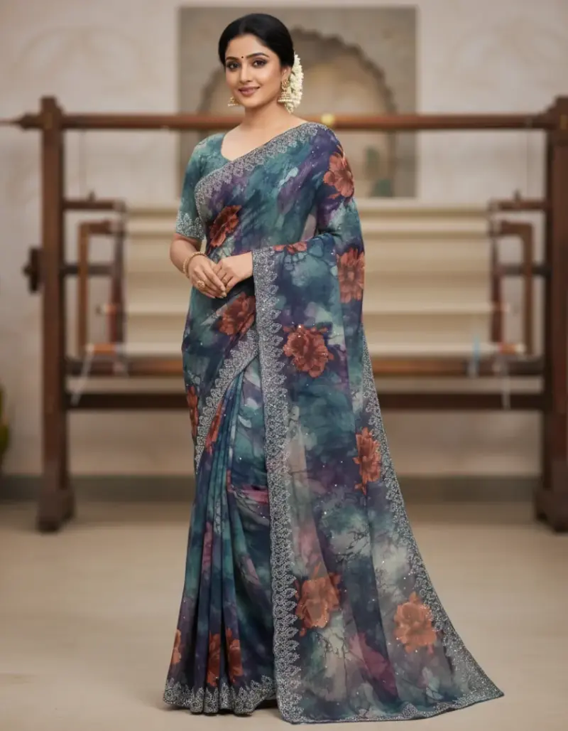 Stone work saree