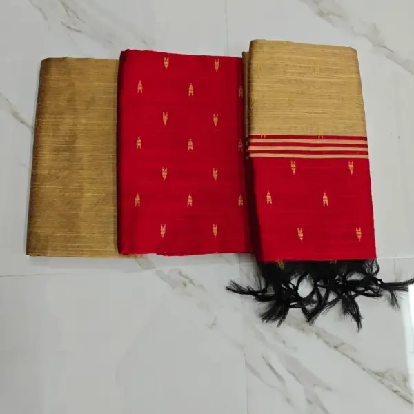 Raw silk chudi material - Red set ( arrow)