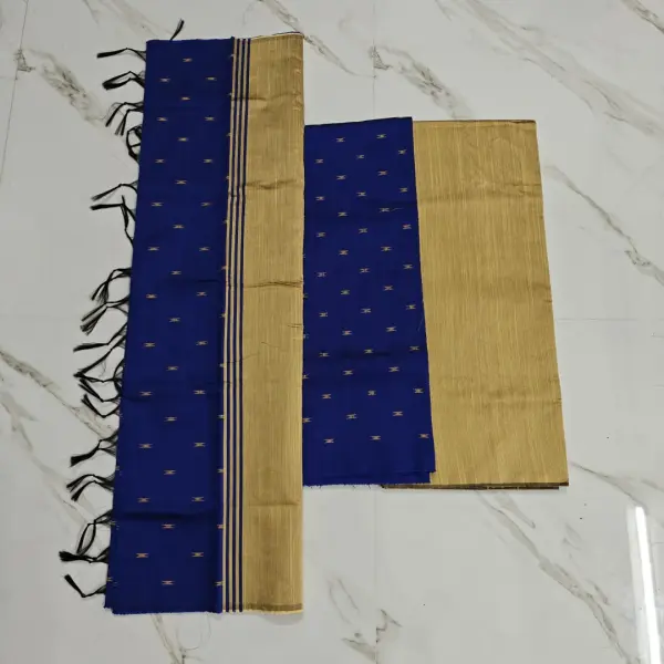 Raw silk chudi material - Royal Blue set ( arrow)