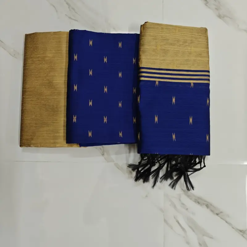Raw silk chudi material - Royal Blue set ( arrow)