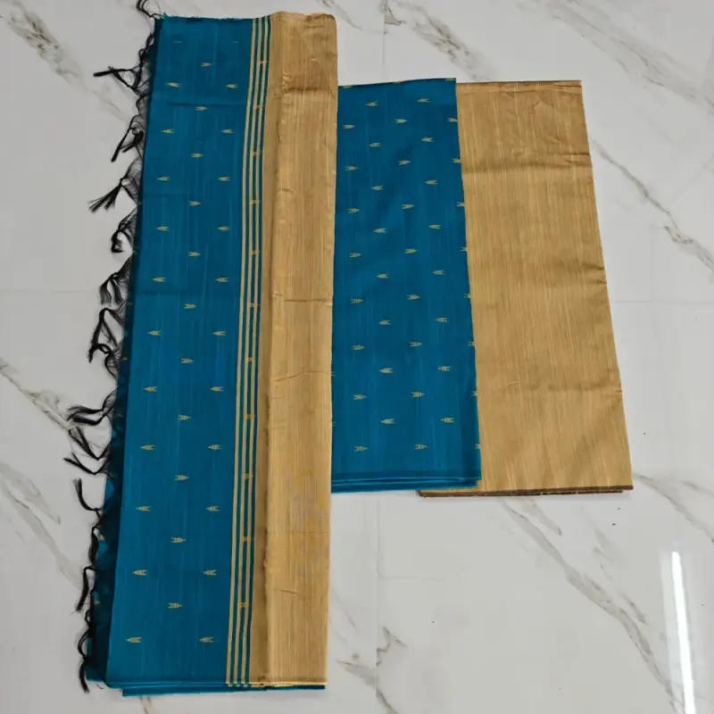 Raw silk chudi material - Rama blue ( arrow)