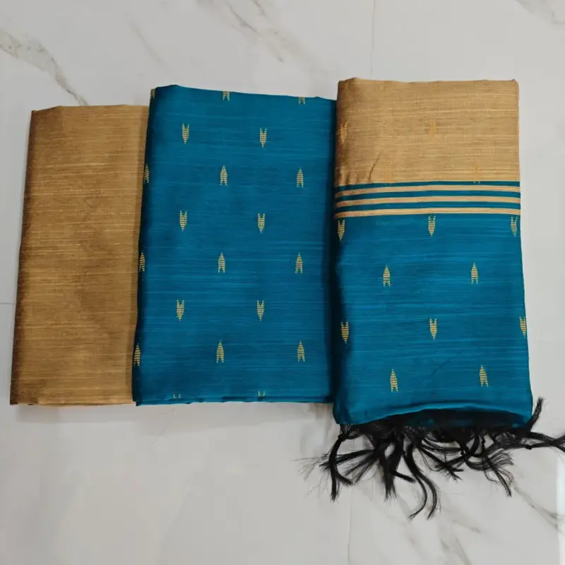 Raw silk chudi material - Rama blue ( arrow)