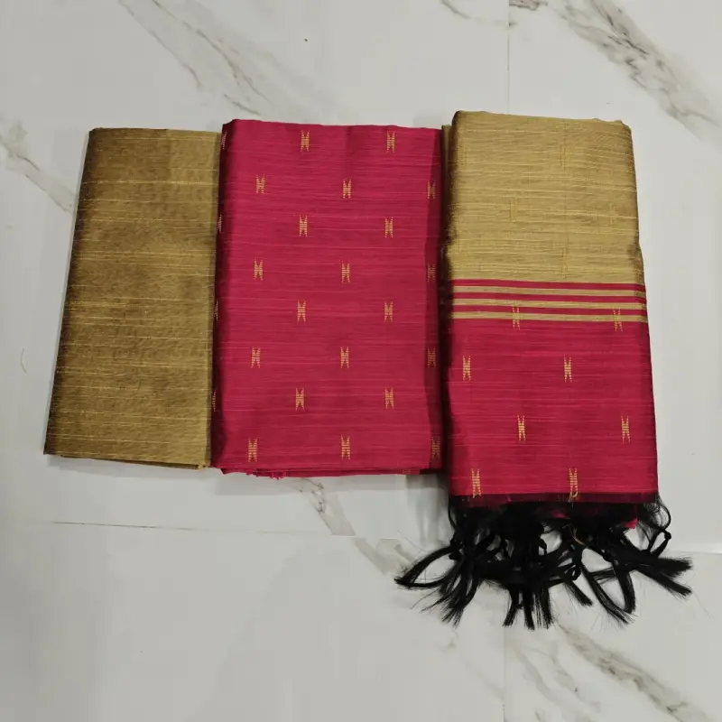 Raw silk chudi material - peach sets ( arrow )