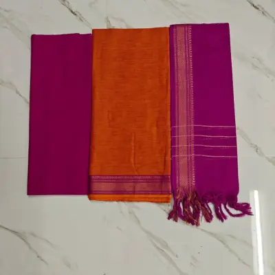 mangalagiri salwar suit - orange & pink