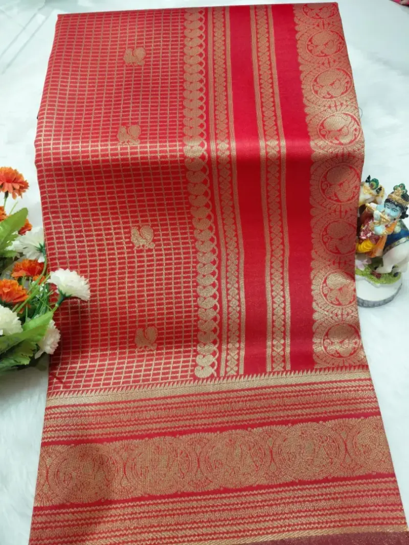 CHECKED SOFT SILK SAREES