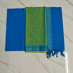 mangalagiri salwar suit - light green & sky bue