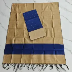 Raw Silk Salwar Materials - Royal Blue zari arrow top plain set