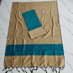 Raw Silk Salwar Materials - rama blue zari arrow & plain set