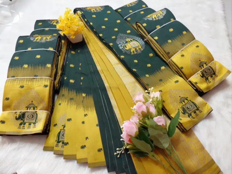ELEGANT ELEPHANT BORDER SAREES - View 2