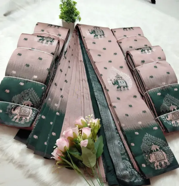ELEGANT ELEPHANT BORDER SAREES - Mobile View 7