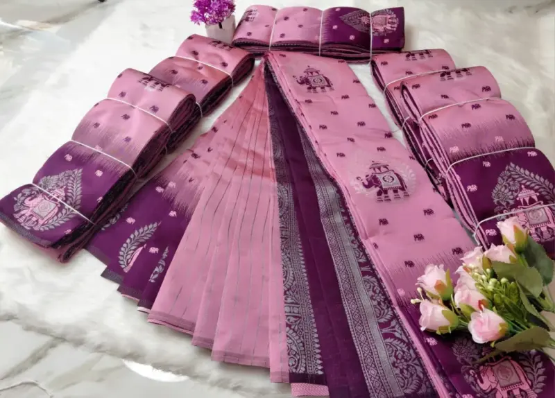 ELEGANT ELEPHANT BORDER SAREES - View 5