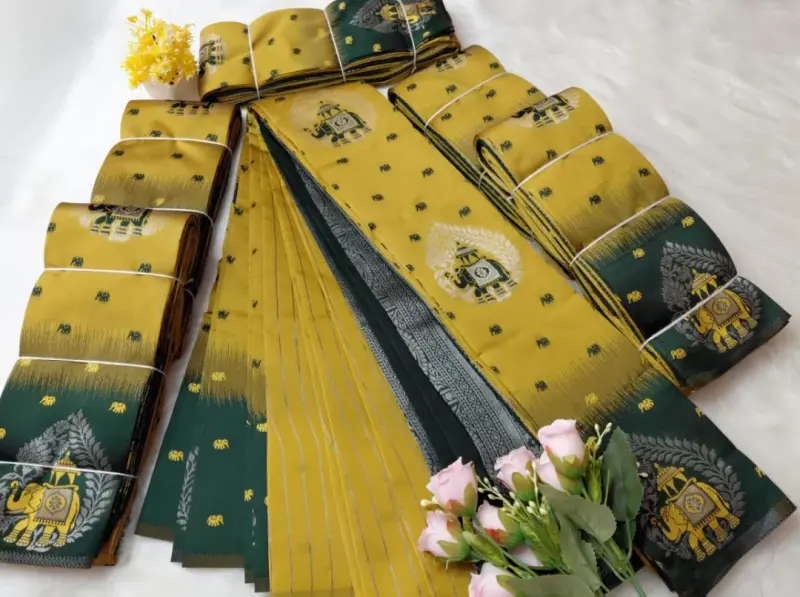 ELEGANT ELEPHANT BORDER SAREES - View 3