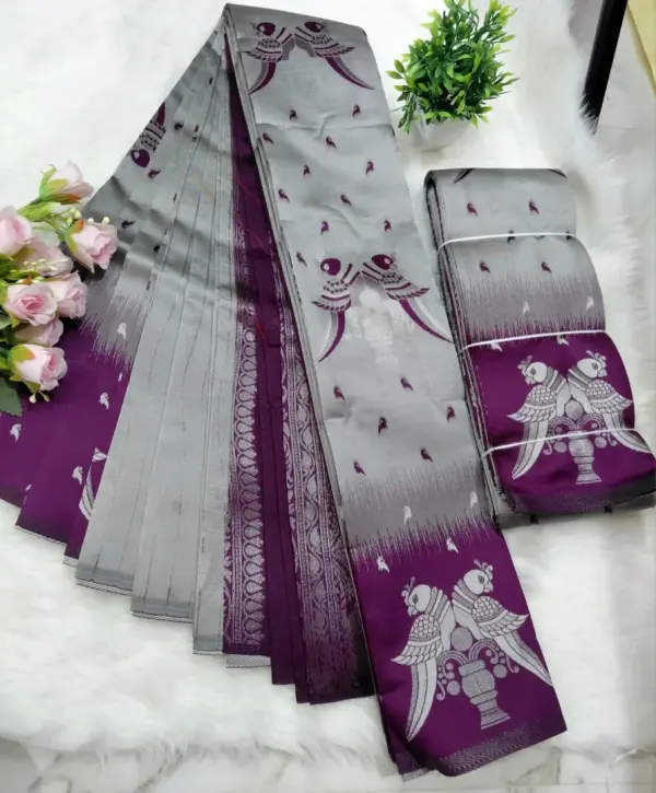 DOUBEL PARROT DESIGN SAREE - Mobile View 7