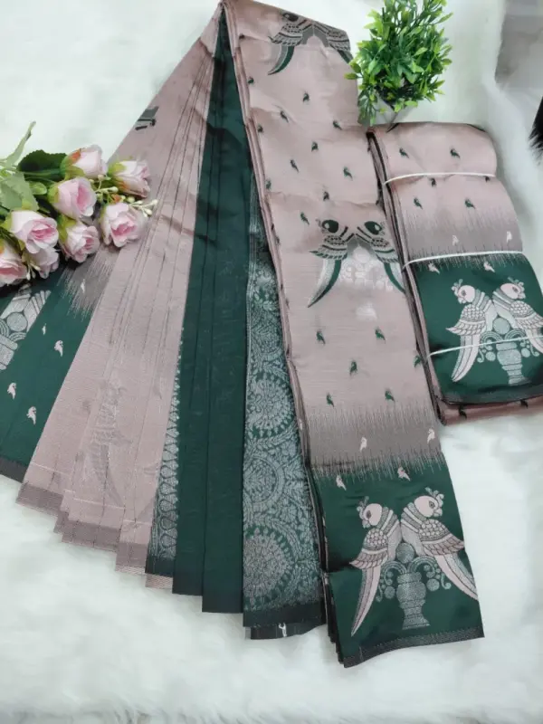 DOUBEL PARROT DESIGN SAREE - Mobile View 6
