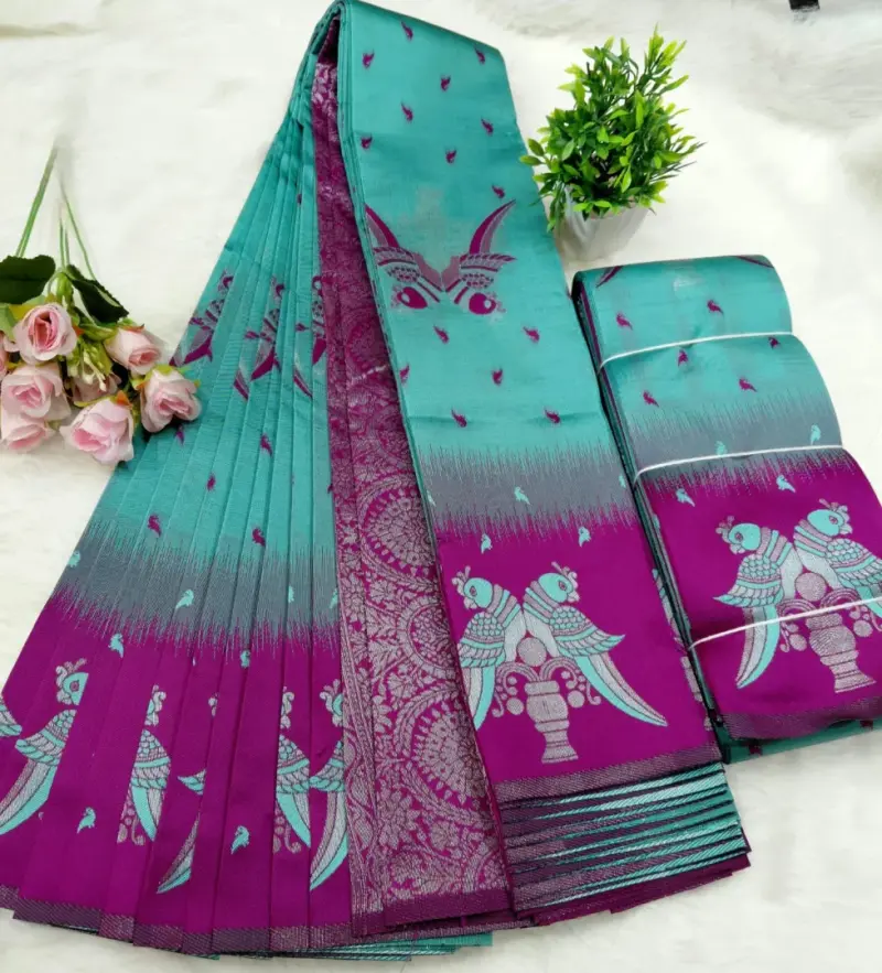 DOUBEL PARROT DESIGN SAREE - View 2