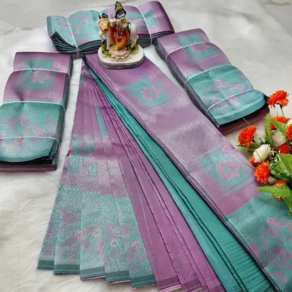Elephant Emboss Silk Saree - Mobile View 4