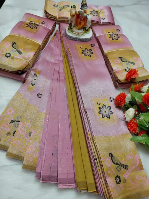 Elephant Emboss Silk Saree - Mobile View 5