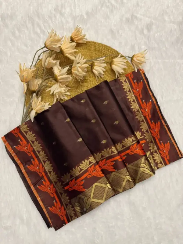 Coffee Soft Banarasi Silk Saree - Mobile View 2