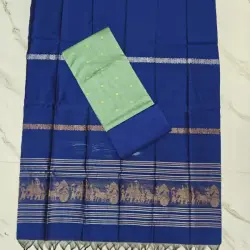 JAQUARD DUPPATA SET ROYAL BLUE