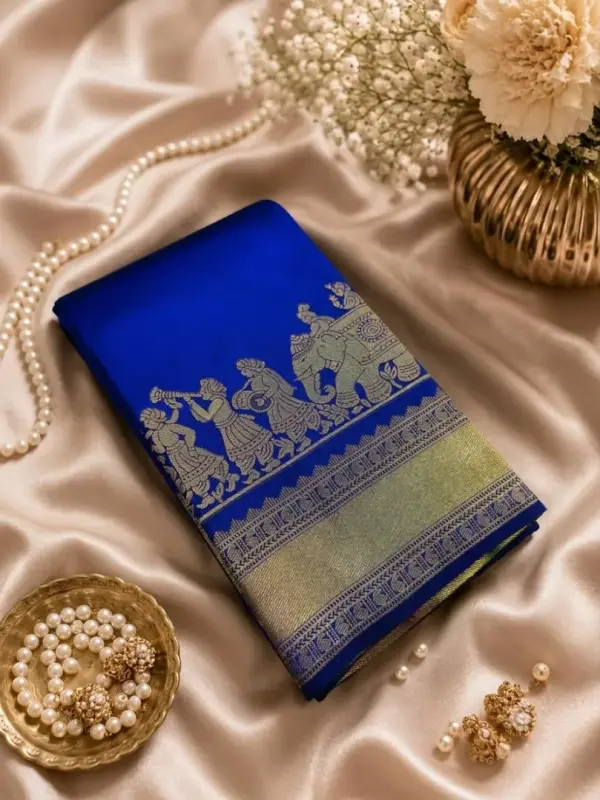 KANCHIPURAM  ONE SIDE PALLAKU DESIGN  SOFT SILK SAREE - Mobile View 6