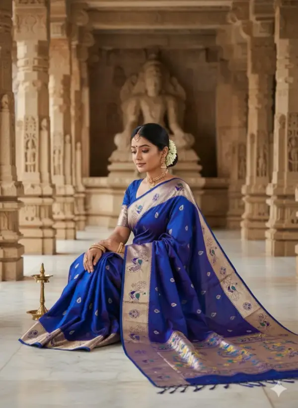 LOTUS PEACOCK SAREE - Mobile View 2