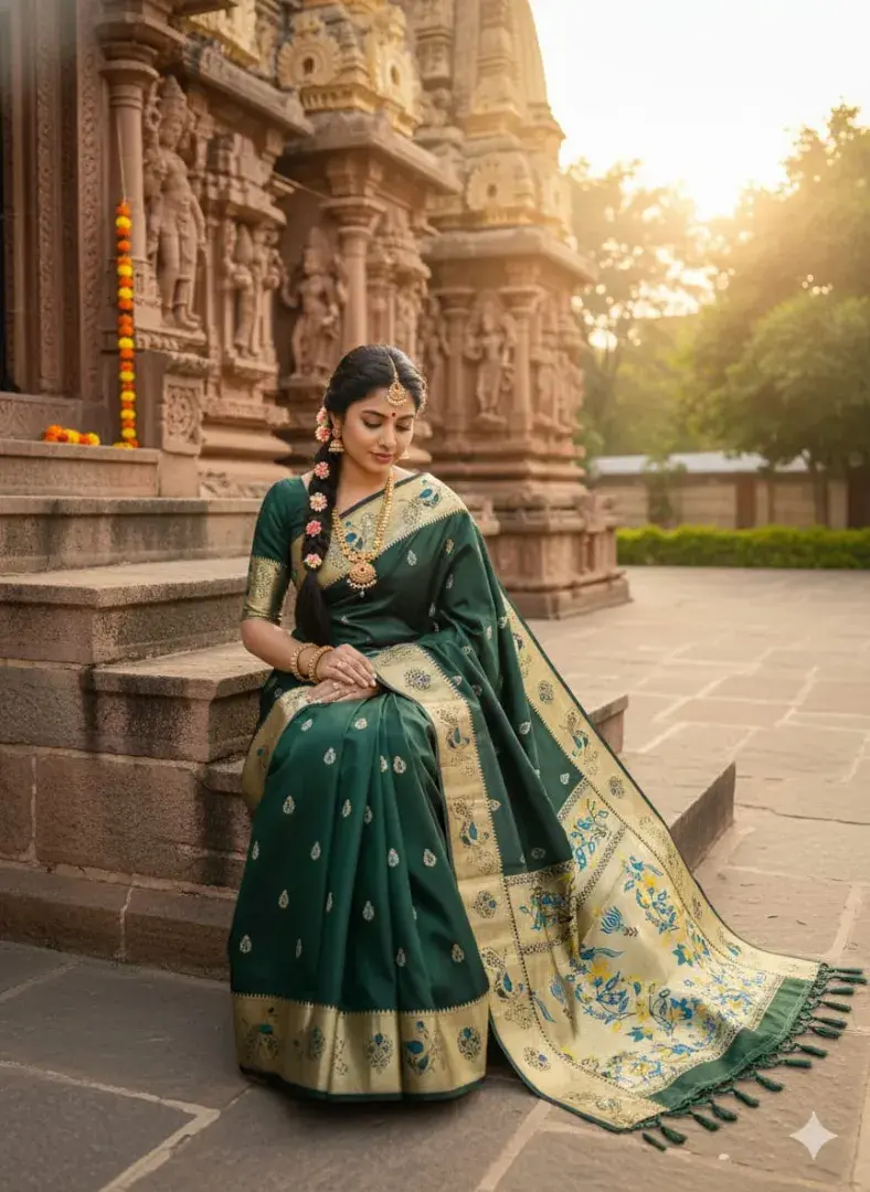 LOTUS PEACOCK SAREE - View 3
