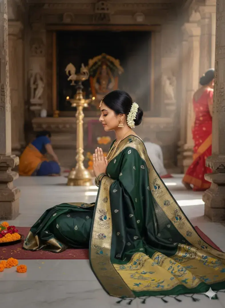 LOTUS PEACOCK SAREE - View 5