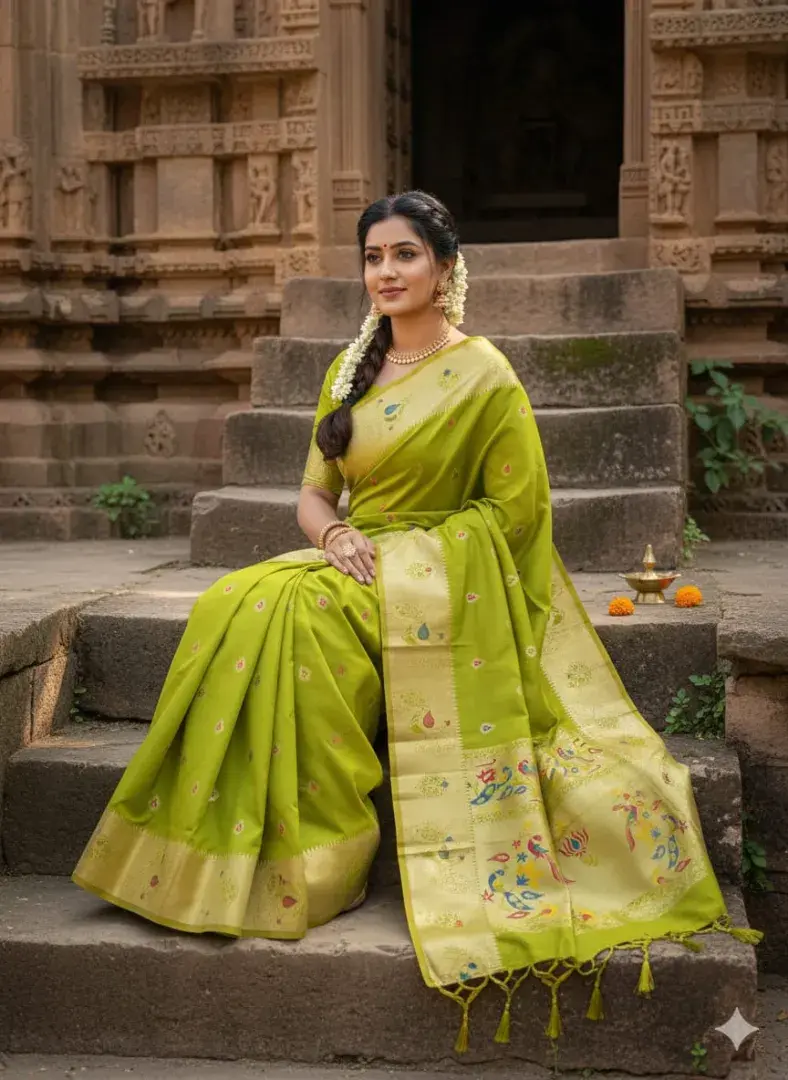 LOTUS PEACOCK SAREE - View 6