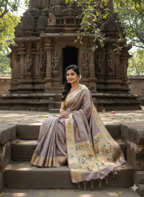 LOTUS PEACOCK SAREE - Mobile View 8