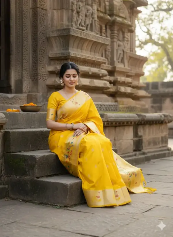 LOTUS PEACOCK SAREE - Mobile View 9