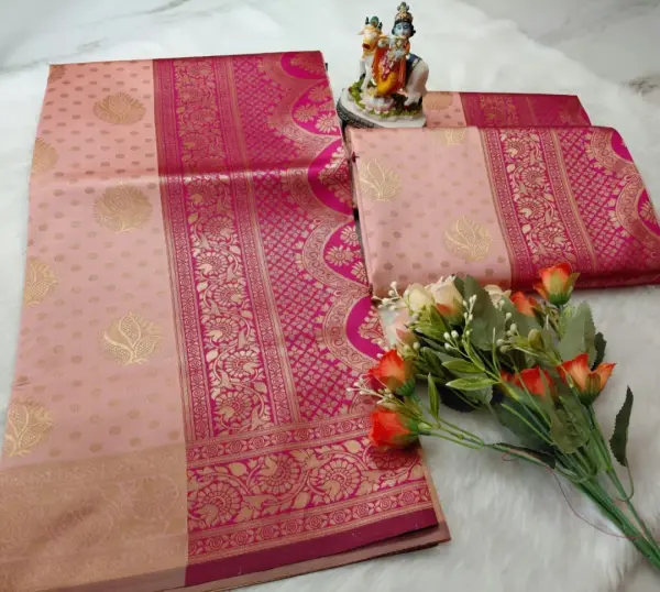 BANARASI SOFT SILK SAREE With Flower