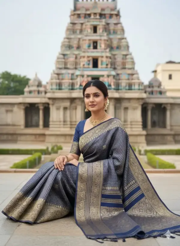 CHECKED SOFT SILK SAREES