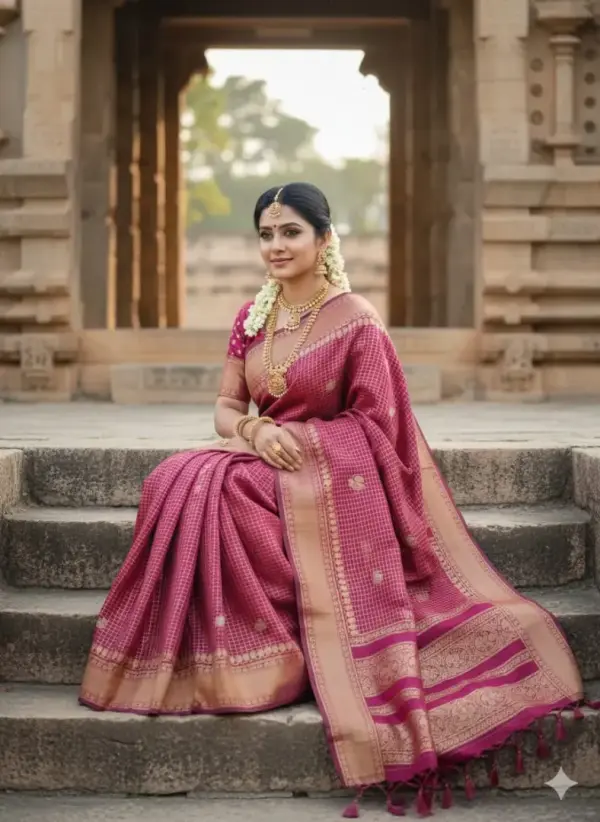 CHECKED SOFT SILK SAREES