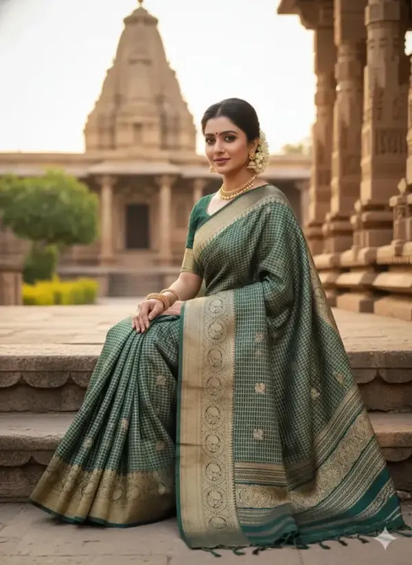 CHECKED SOFT SILK SAREES