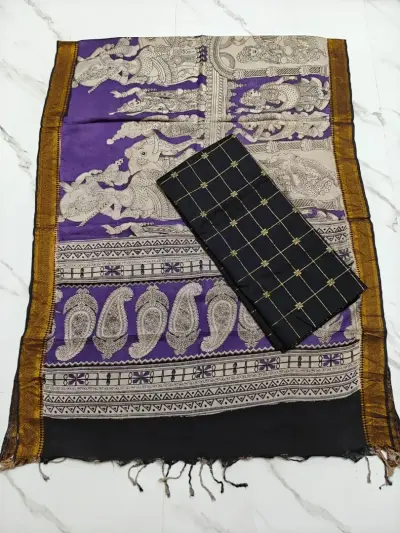 Chennuri silk nizam border kalamkari duppata LAVENDER & Top (kanakambaram)
