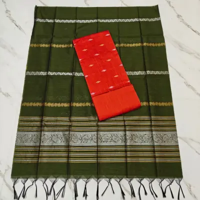 JAQUARD DUPPATA SET - GREEN DUPPATA SET