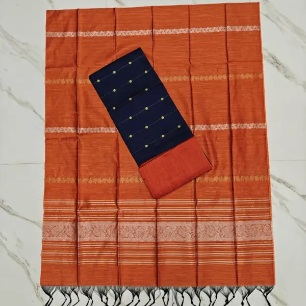 JAQUARD DUPPATA SET ORANGE