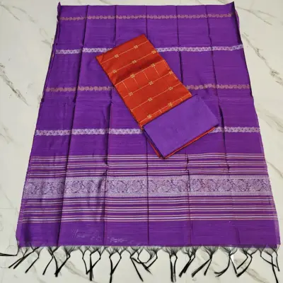 JAQUARD DUPPATA SET & raw silk set -LAVENDER DUPATA SET