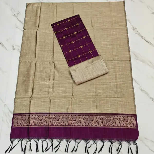 Raw Silk Salwar Materials - WINE FC