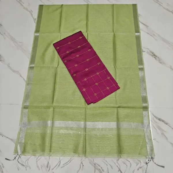 Raw silk Top & Light green duppata