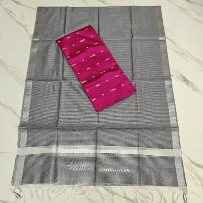RAW SILK TOP & LIGHT GREY BANARASI DUPATTA