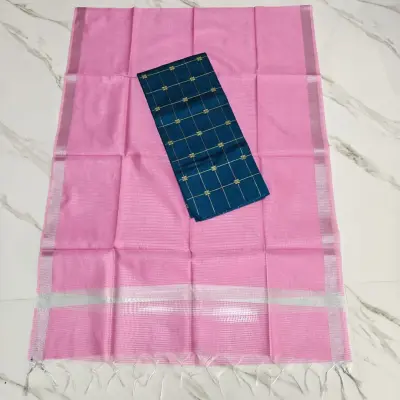 RAW SILK TOP & LIGHT PINK BANARASI DUPATTA